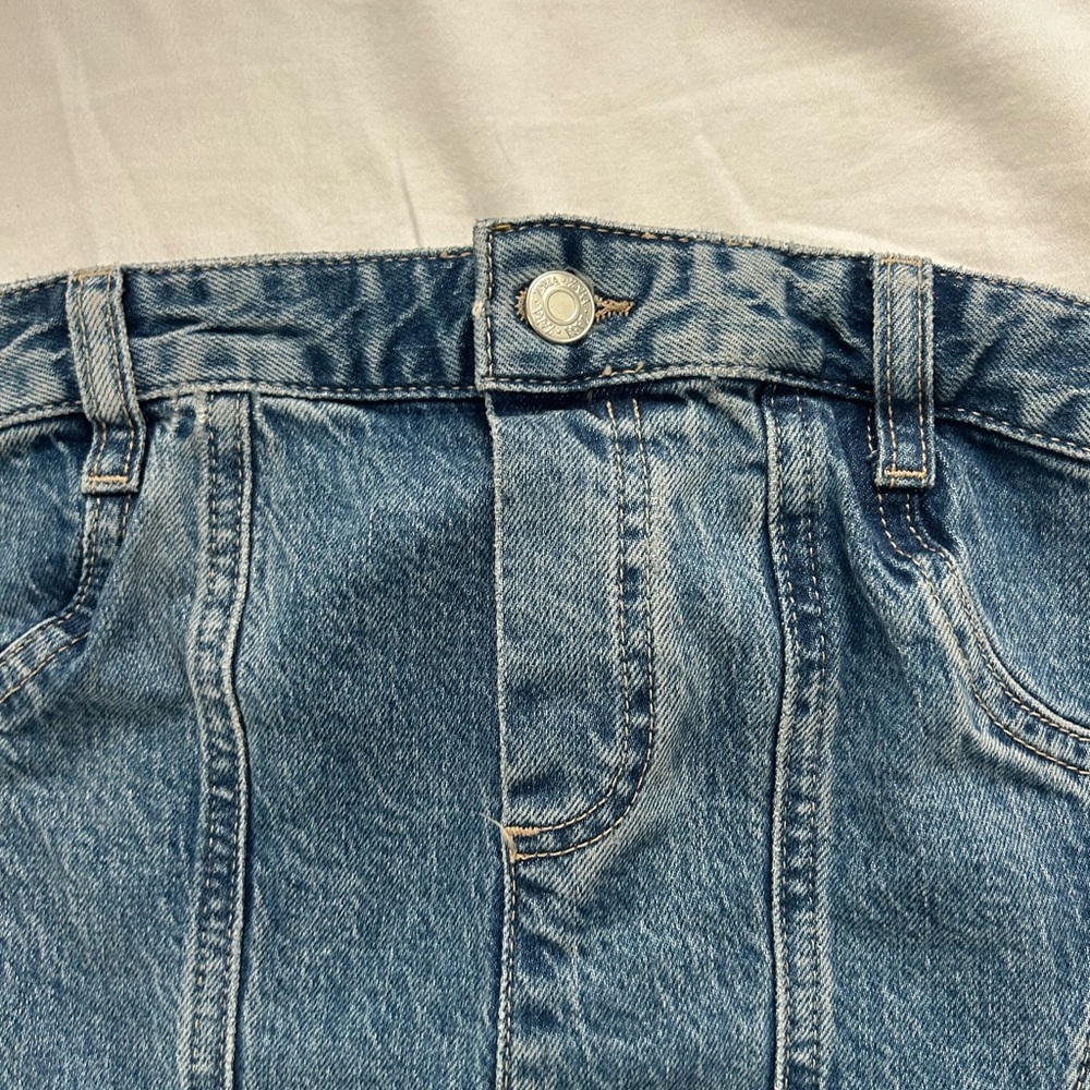 Zara Denim Corset Bustier Strapless Top - Picture 3 of 6